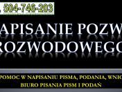 Napisanie pozwu o rozwód, cena tel. 504-746-203, pisma do sądu, cennik